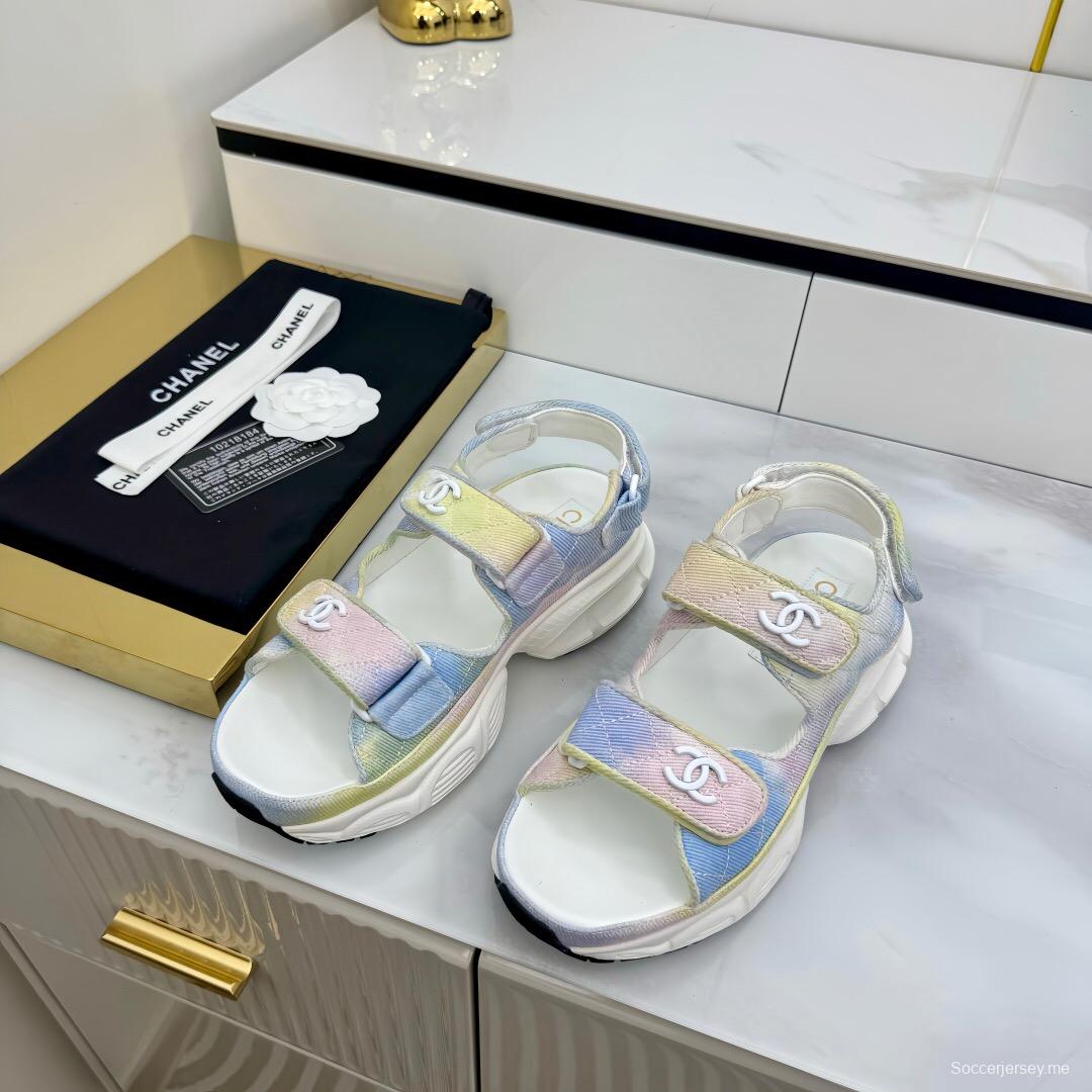 2025 Slippers Chanel Pastel Yellow Blue Pink Textile Slippers