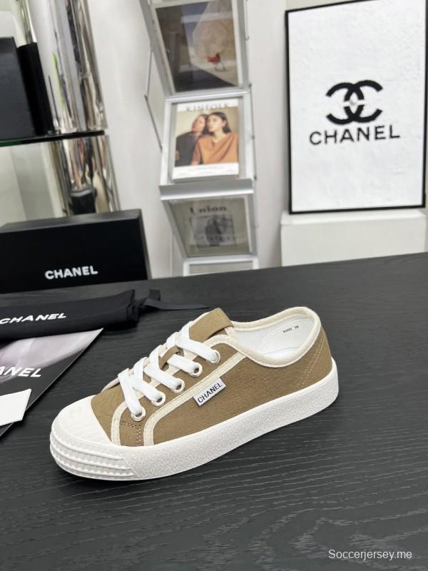 2025 Women Chanel Brown Canvas Sneakers LY00230