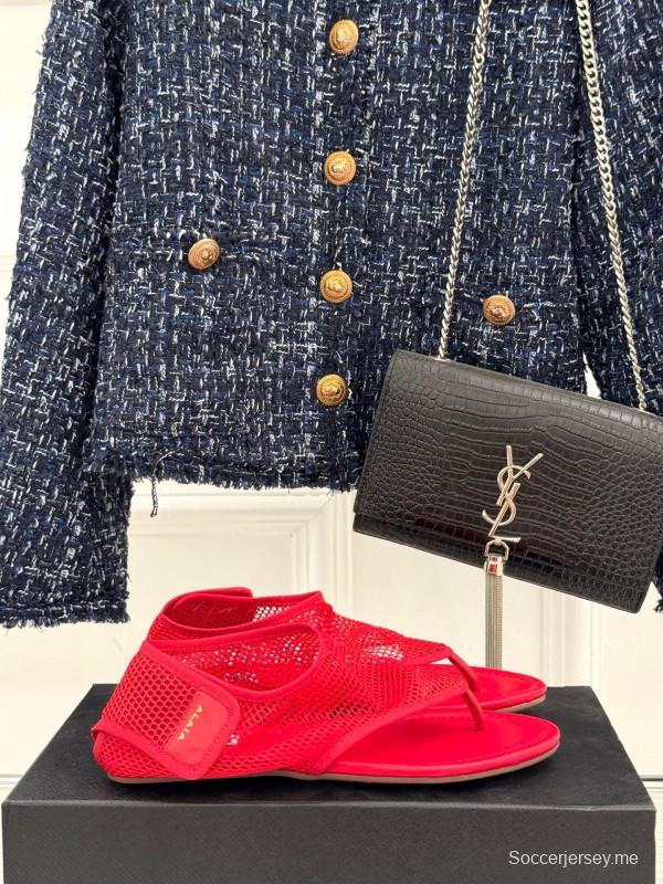 2025 Women YSL Red Mesh Sandals