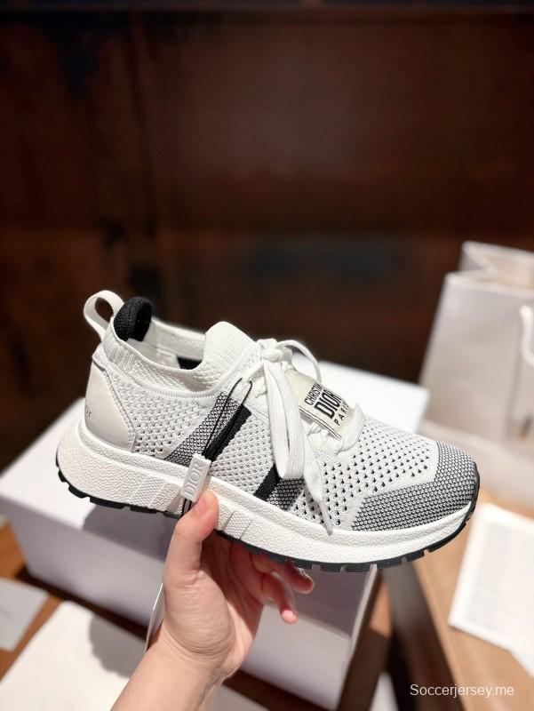2025 Unisex Dior White Black Flyknit Sneakers LY00260