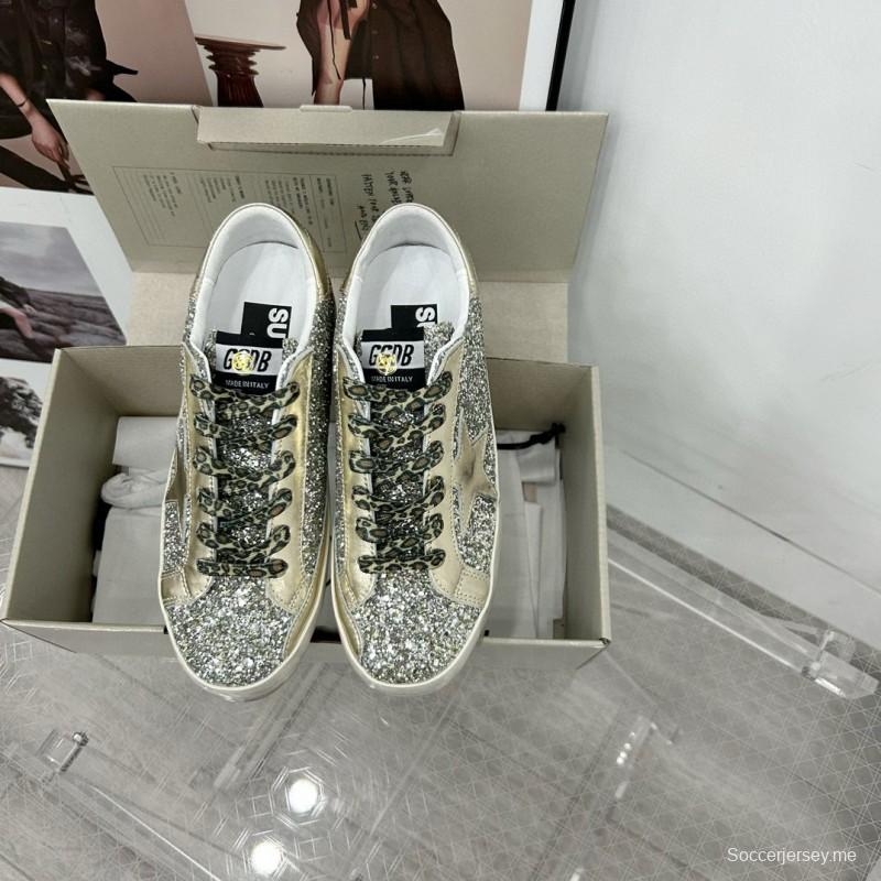 2025 Women GGDB Silver Glitter Leather Sneakers