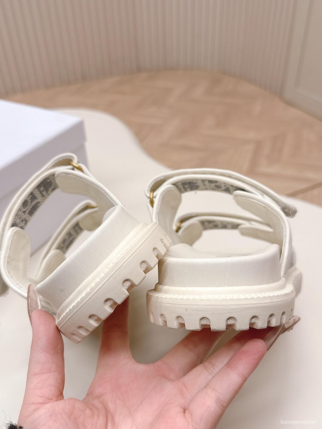 2025 Women Dior Gray Canvas Leather Sandals LY