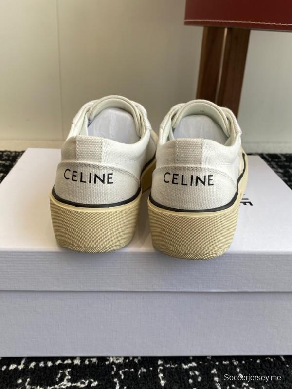 2025 Women Celine White Canvas Sneakers CR-03
