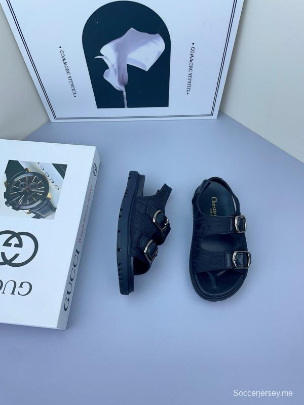 2025 Kids Gucci Black Leather Sandals