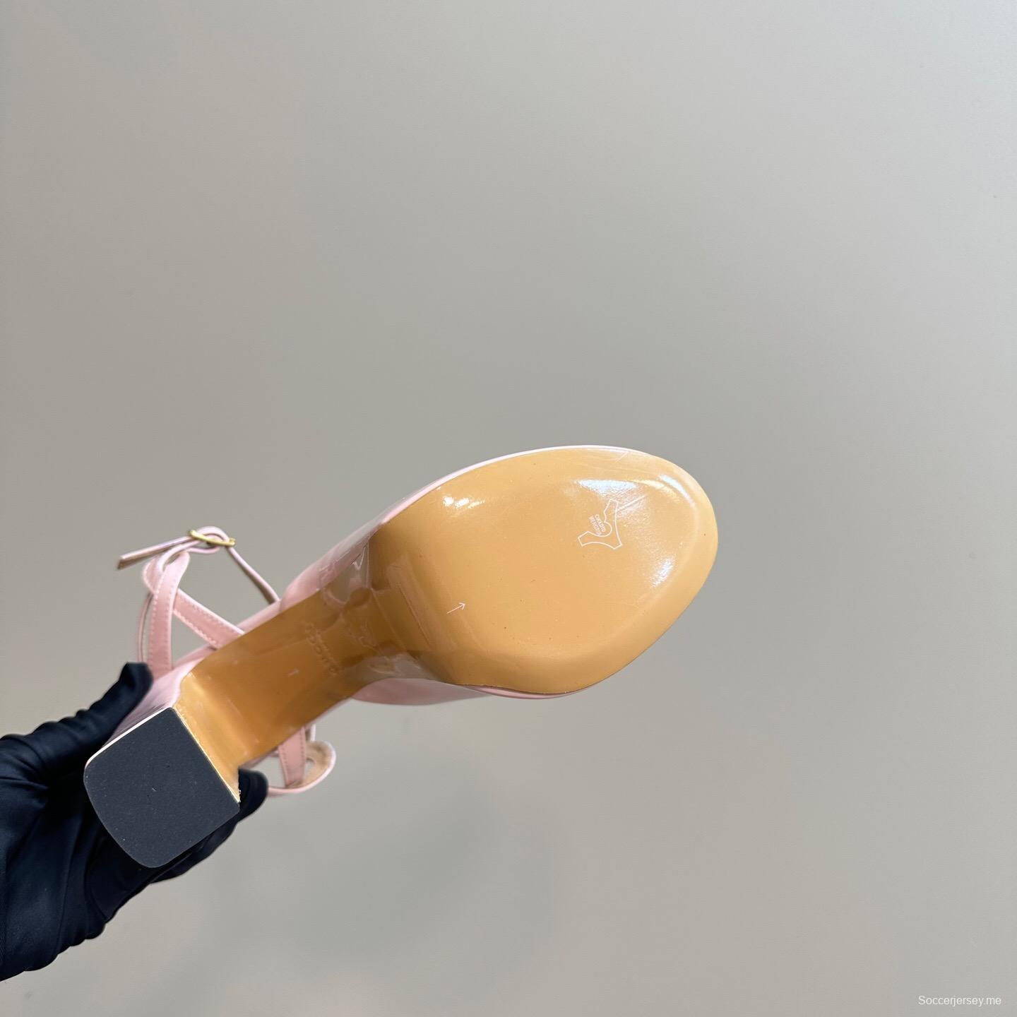 2025 Women Gucci Pink Patent Leather Platform Sandals