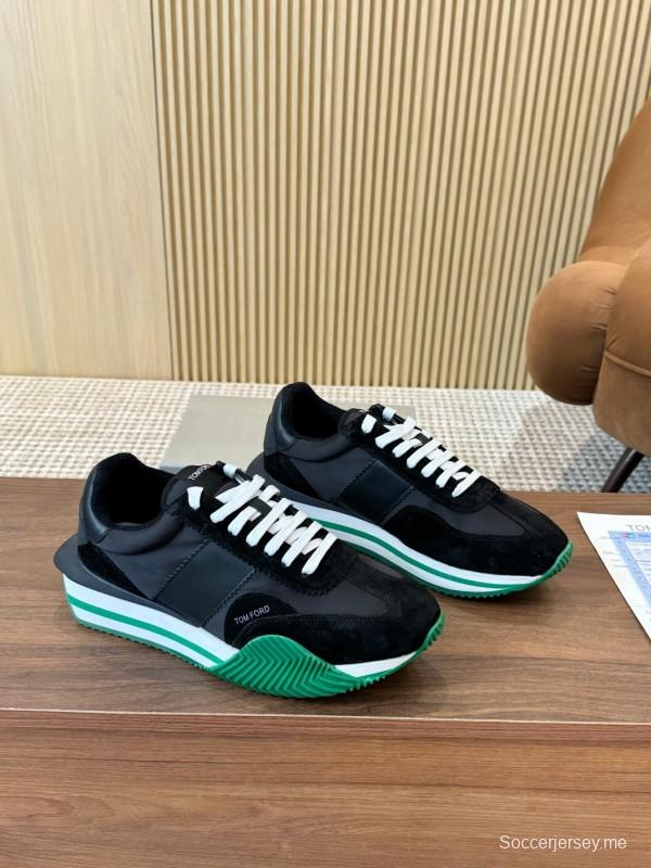 2025 Unisex TOM FORD Black White Green Leather Suede Sneakers LY00360(F)/LY00370(M)