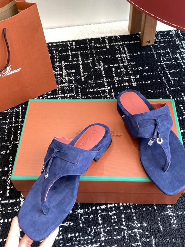 2025 Women Le Parmentier Blue Suede Slippers KFY00280