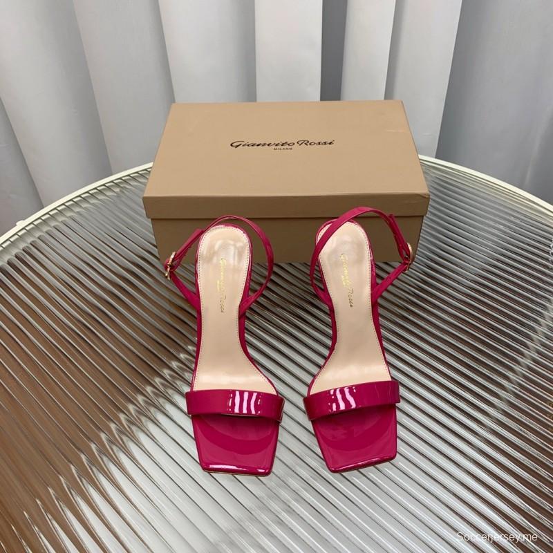2025 Women Gianvito Rossi Pink Patent Leather High Heel Sandals