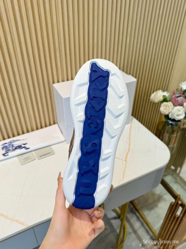 2024 Men Burberry Brown Black White Canvas Casual Sneakers MJ00320