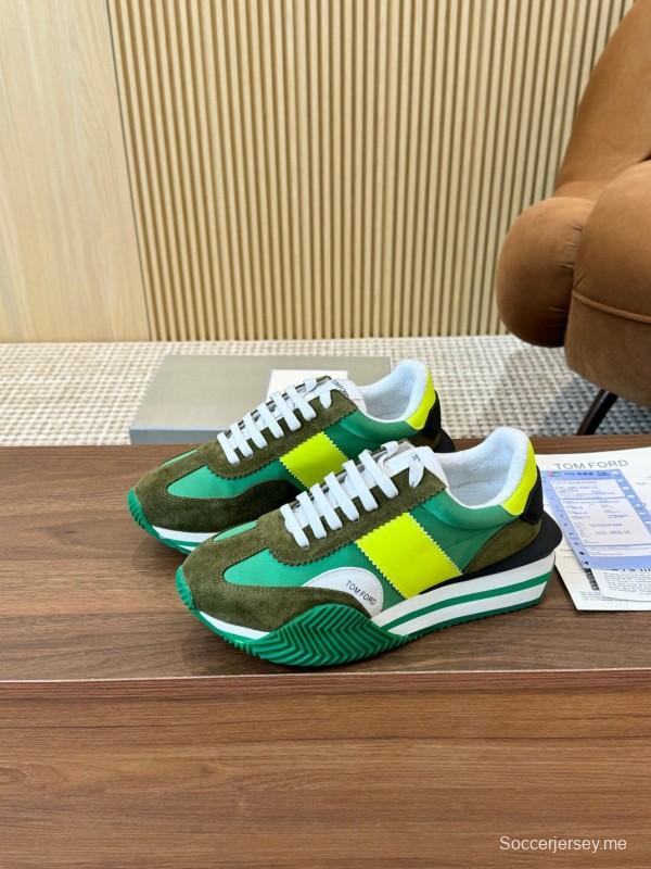 2025 Unisex TOM FORD Green Yellow White Suede Leather Sneakers LY00360(F)/LY00370(M)