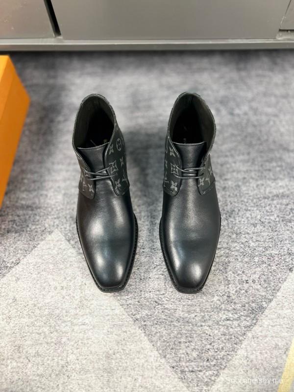 2024 Men Louis Vuitton Black Leather Boots MJ00410