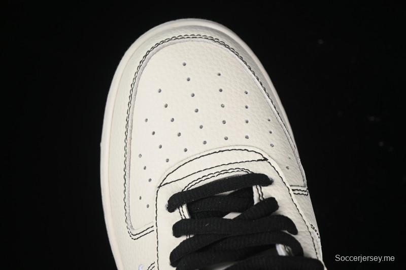 Nike Balenciaga Air Force 1'07 Low Collaboration Triple Swoosh Beige Black Casual Shoes - FR0538-090
