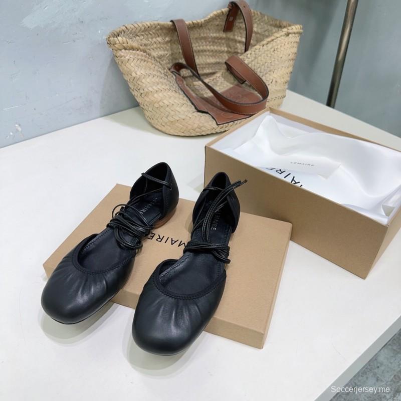 2025 Women LEMAIRE Black Calf Leather Mary Jane Lace-up KFY00300