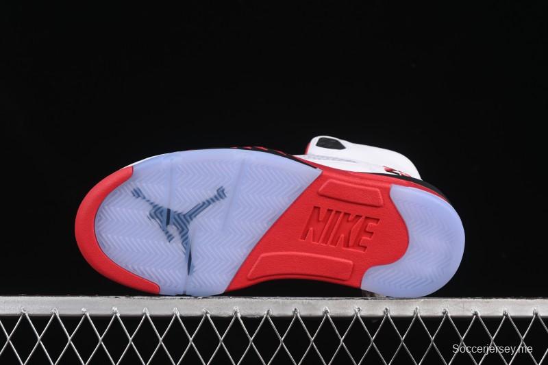 حذاء كرة السلة نايك اير جوردان 5 ريترو جوردان فاير ريد أحمر أسود اللسان - HQ7978-101