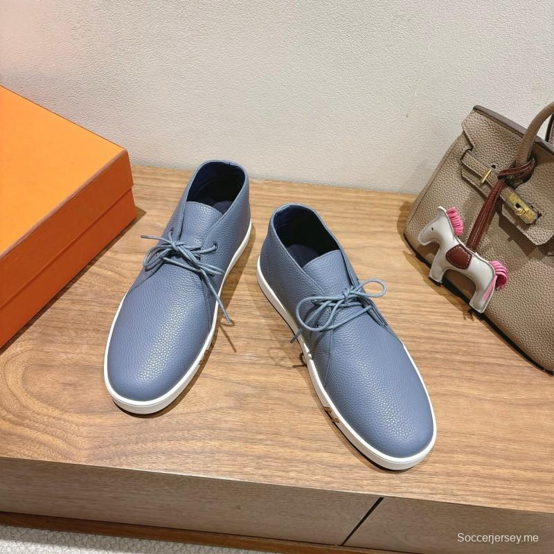 2025 Unisex H Light Blue Leather Sneakers AS00380