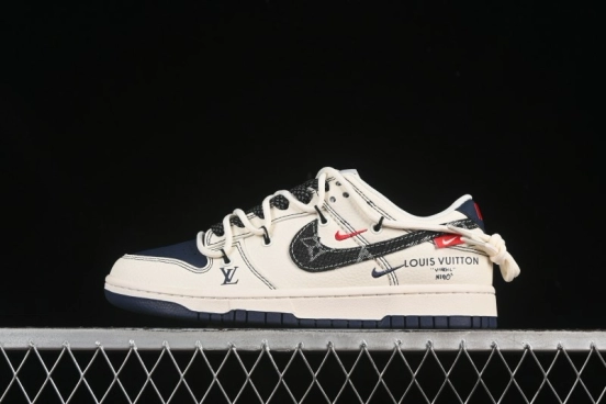 حذاء تزلج نايك SB Dunk Dunk Low LV Collaboration Strapation Straping Black Swoosh Anniversary حذاء تزلج كاجوال منخفض مخصص للذكرى السنوية - FC1688-220