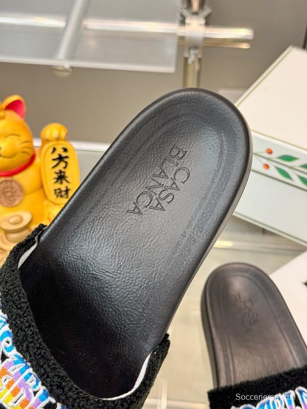 2025 Men CASA BLANCA Black Embroidery Slippers Original Embroidery KFY00160
