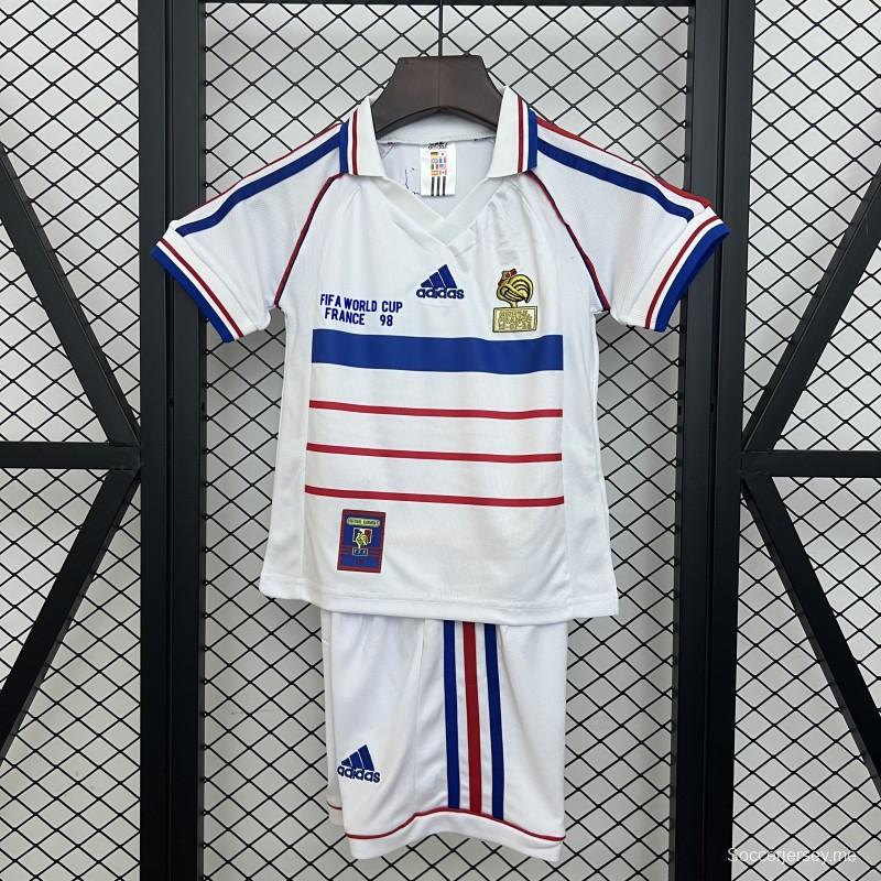 Retro 1998 Kids France Away Size 16-28 Jersey