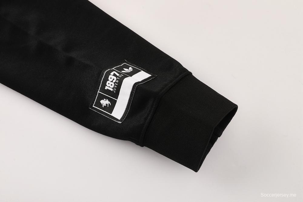 25/26 يوفنتوس جاكيت بغطاء أسود بغطاء أسود بسحاب كامل + بنطلون طويل