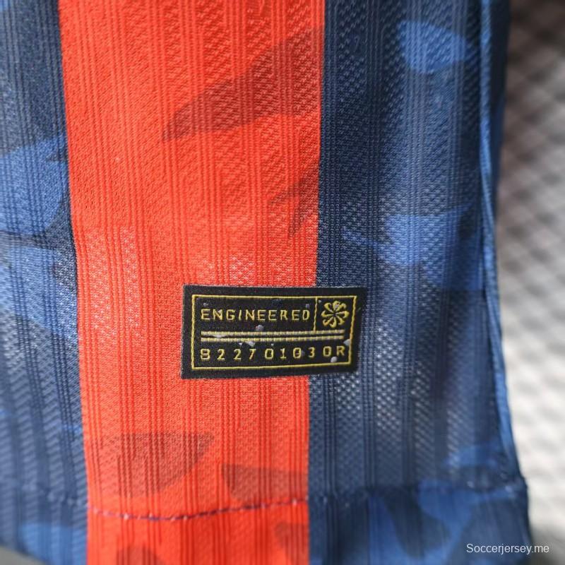 إصدار اللاعب 25/26 قميص برشلونة المنزلي أزرق مخطط بالأحمر مع راعي سبوتيفاي