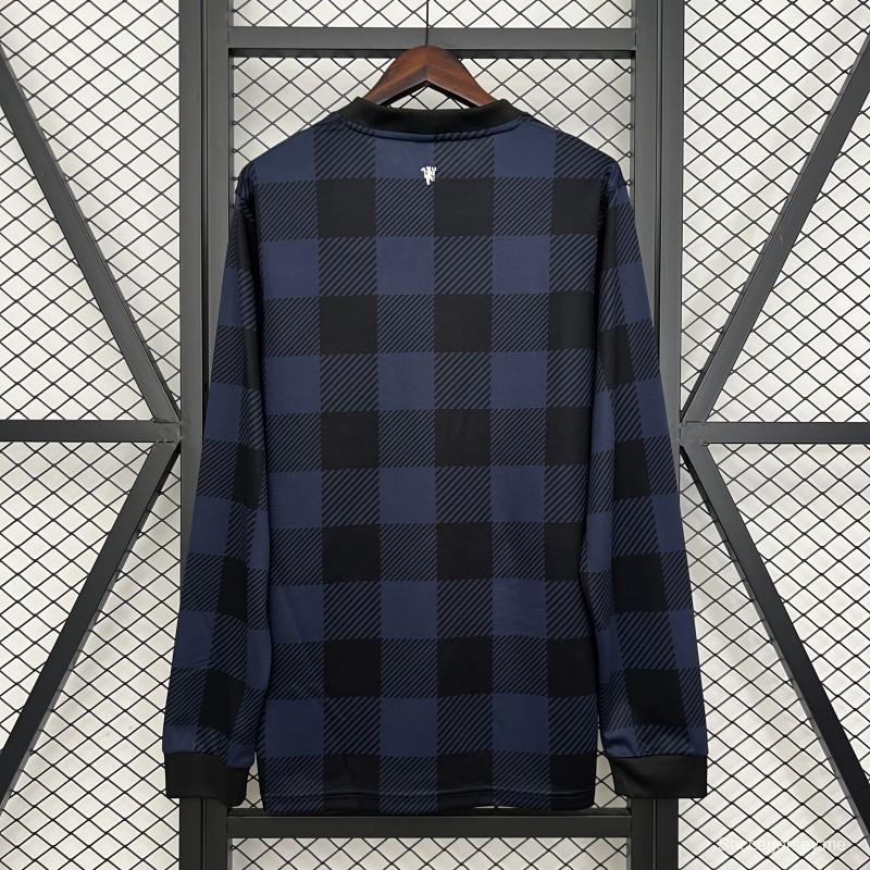 13/14 قميص مانشستر يونايتد ريترو مانشستر يونايتد بأكمام طويلة أسود اللون