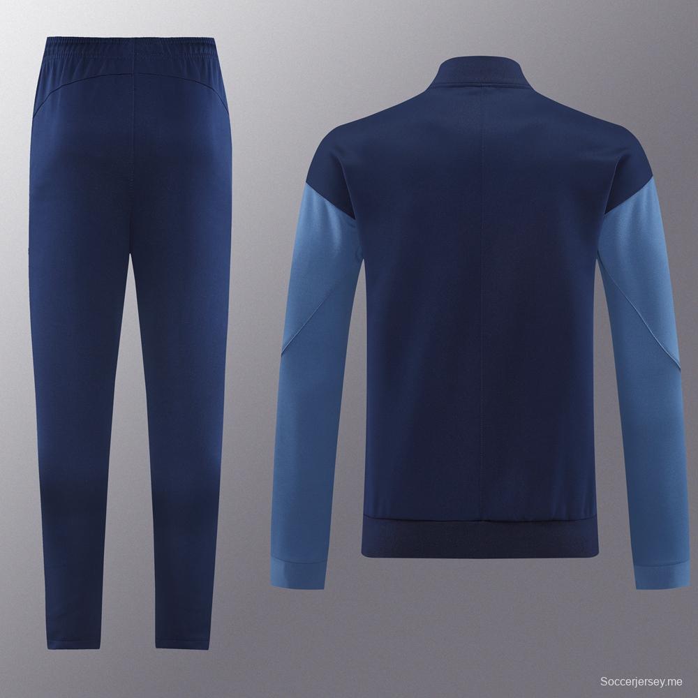 25/26 جاكيت بسحاب كامل باللون الكحلي + بنطلون طويل