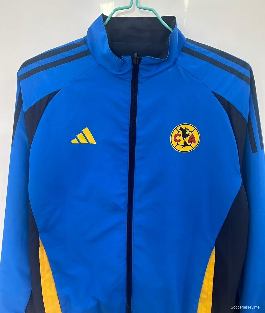 25/26 كلوب أمريكا بلون أزرق داكن مع سترة واقية من الرياح مستوحاة من نقوش هندسية مستوحاة من الأزتيك