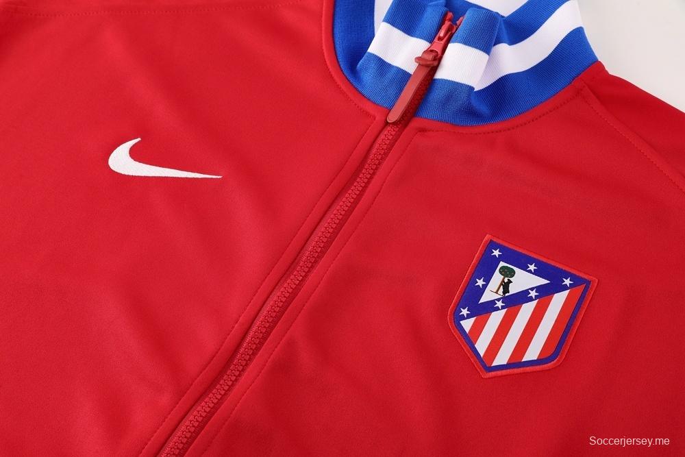 25/26 جاكيت أحمر بسحاب كامل أحمر من أتليتكو مدريد + بنطال طويل