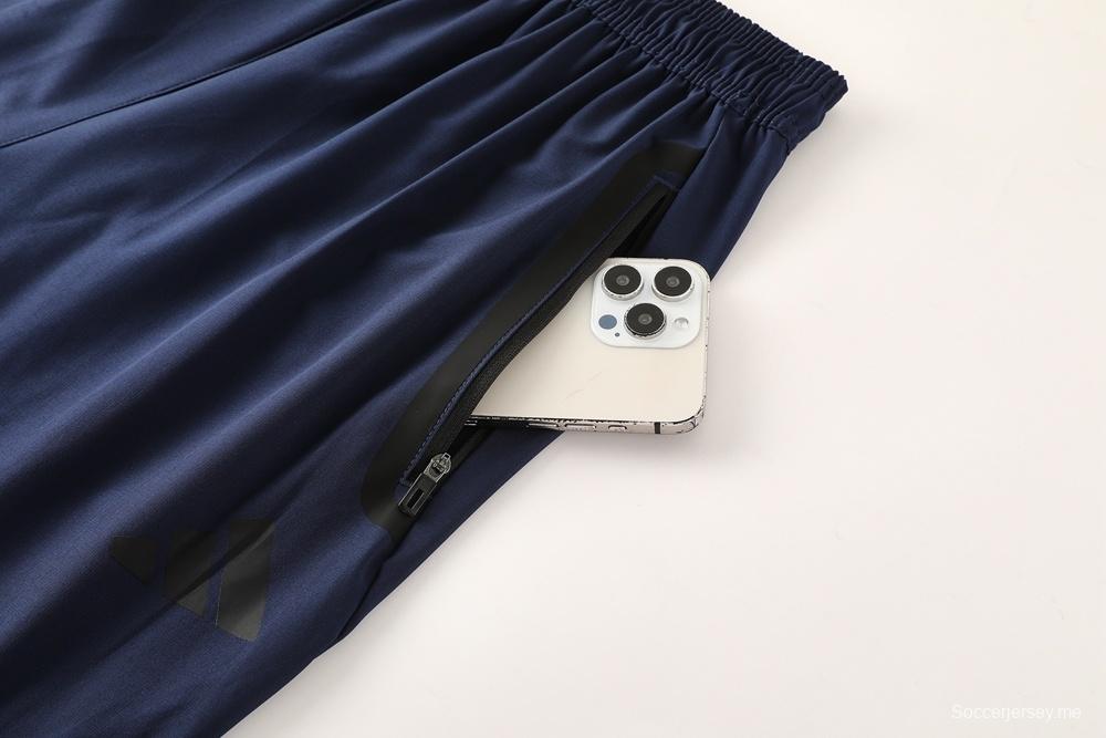 25/26 أديداس أديداس هودي أزرق داكن بجاكيت كامل بسحاب + بنطلون طويل