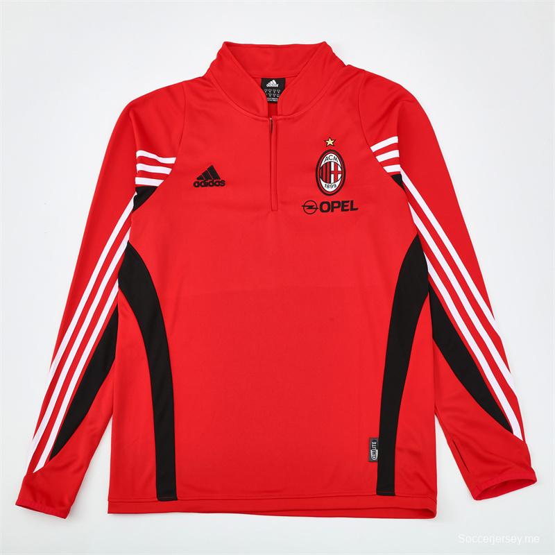 Retro 03/04 AC Milan Red Half Zipper Jacket