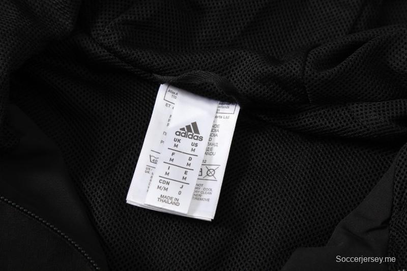 25/26 أديداس جاكيت هودي أسود كامل بسحاب + بنطلون طويل