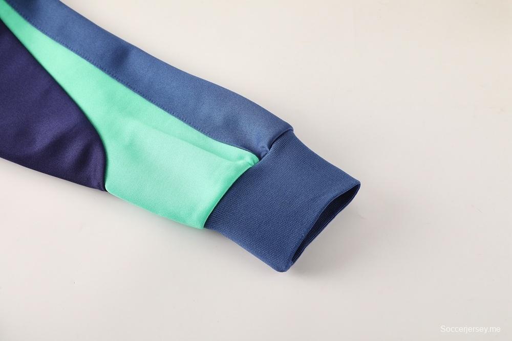 2025 نايك أزرق/أخضر/أسود أزرق/أخضر/أسود جاكيت بسحاب كامل + بنطلون طويل