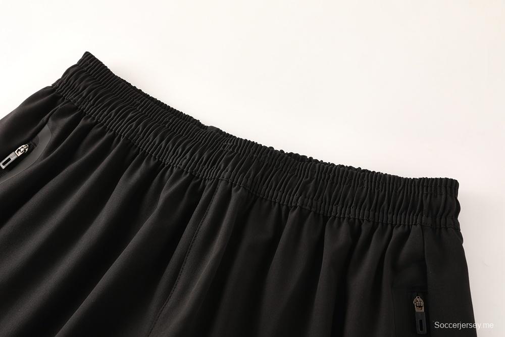 25/26 أديداس جاكيت هودي أسود كامل بسحاب + بنطلون طويل