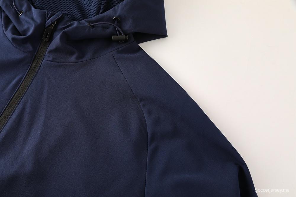 25/26 أديداس أديداس هودي أزرق داكن بجاكيت كامل بسحاب + بنطلون طويل