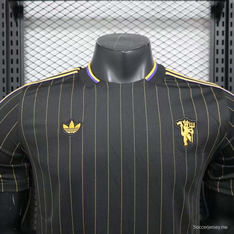 إصدار اللاعب 25/26 قميص مانشستر يونايتد كاجوال أسود اللون أسود اللون أسود كاجوال