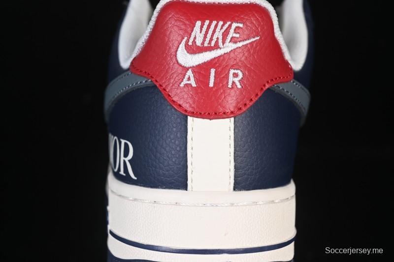 حذاء نايك اير فورس 1 '07 منخفض من نايك بالتعاون مع ديور حذاء رياضي كاجوال أزرق رمادي خطاف أبيض - XD2588-603