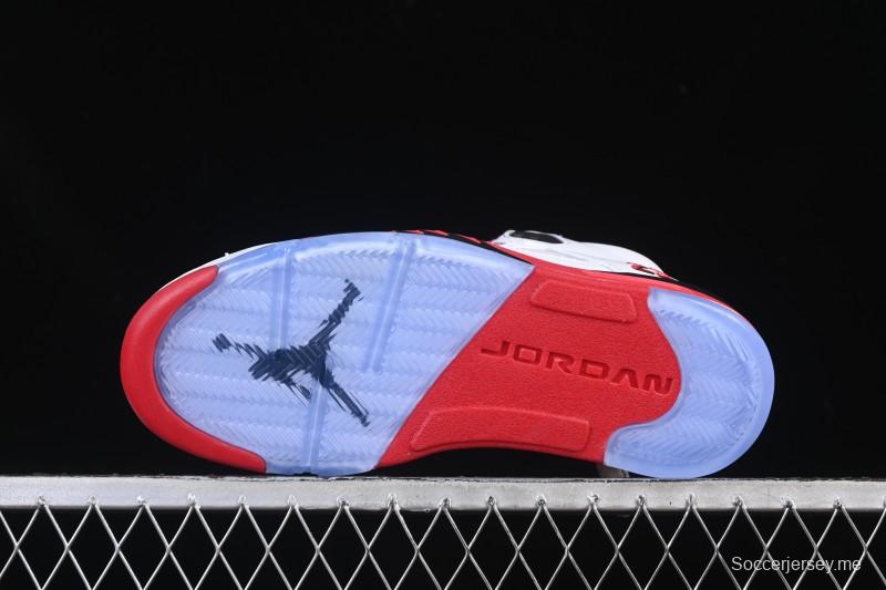 حذاء كرة السلة نايك اير جوردان 5 ريترو جوردان فاير ريد أحمر أسود اللسان - HQ7978-101