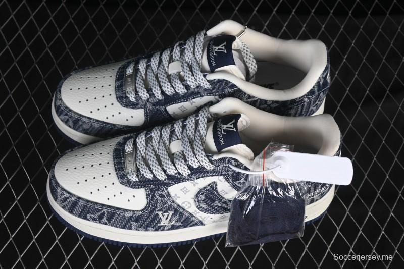 حذاء نايك اير فورس 1 '07 منخفض من نايك اير فورس 1 '07 LV Collaboration حذاء رياضي كاجوال أزرق أبيض - YF9511-812