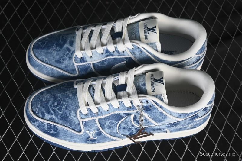 حذاء تزلج نايك SB Dunk Dunk Low LV Collaboration من نايك بلون أزرق فاتح أزرق فاتح في الذكرى السنوية حذاء تزلج كاجوال منخفض مخصص - SC0601-468