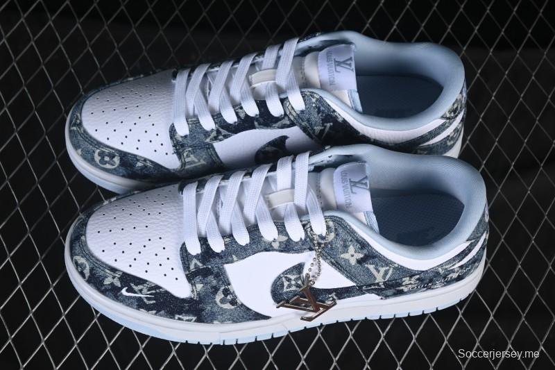 حذاء تزلج نايك SB Dunk Dunk Low LV Collaboration Tie-Dye Denim الذكرى السنوية الراقية ذات التصميم المنخفض المخصص - SC0601-475