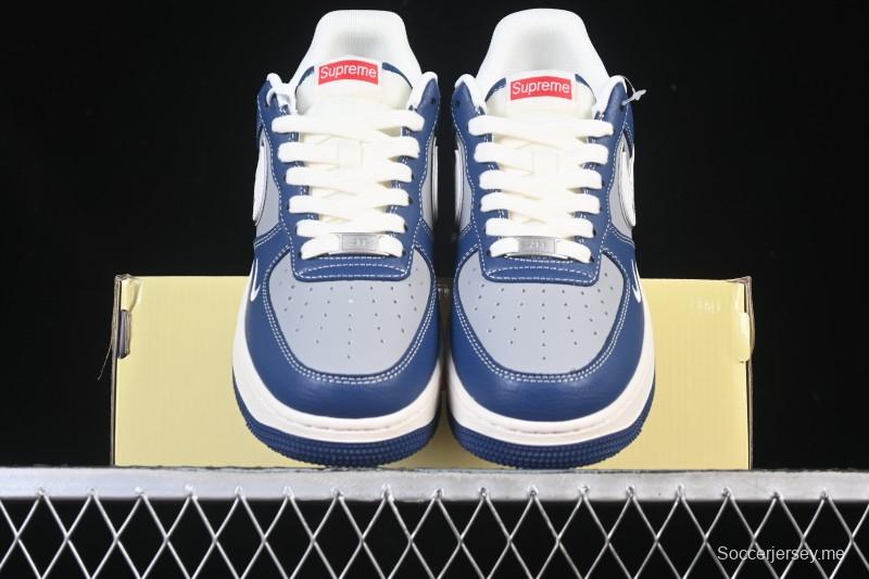 حذاء نايك اير فورس 1 '07 منخفض سوبريم سوبريم تعاون أبيض أزرق رمادي أحمر كاجوال سنيكرز - XD2588-602