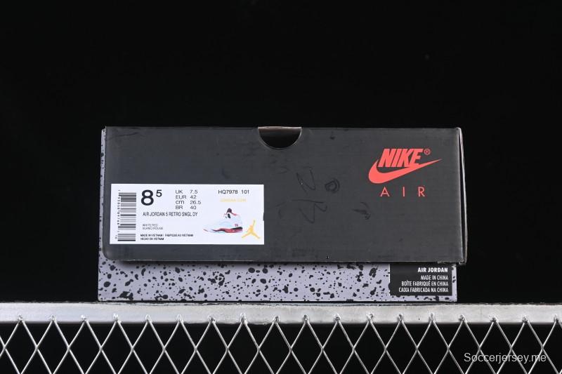 حذاء كرة السلة نايك اير جوردان 5 ريترو جوردان فاير ريد أحمر أسود اللسان - HQ7978-101