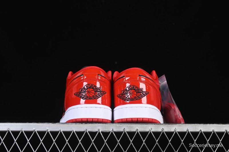 نايك اير جوردان 1 اير جوردان 1 لاو AJ1 جلد براءات الاختراع AJ1 حذاء رياضي كاجوال أسود أحمر منخفض القمة HV4089-006