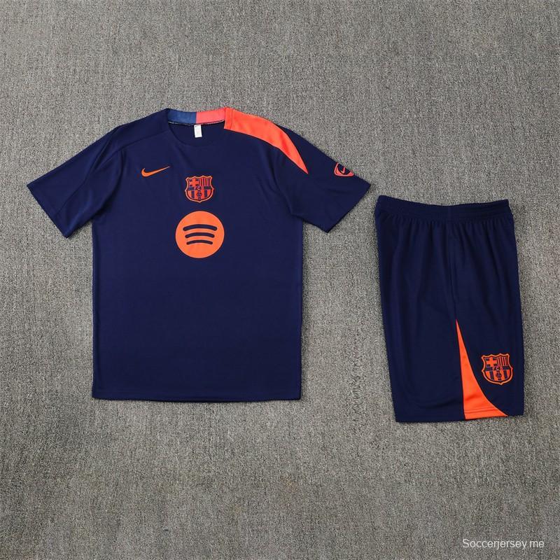 25/26 Barcelona Royal Blue T90 Short Sleeve Jersey+Shorts with XS