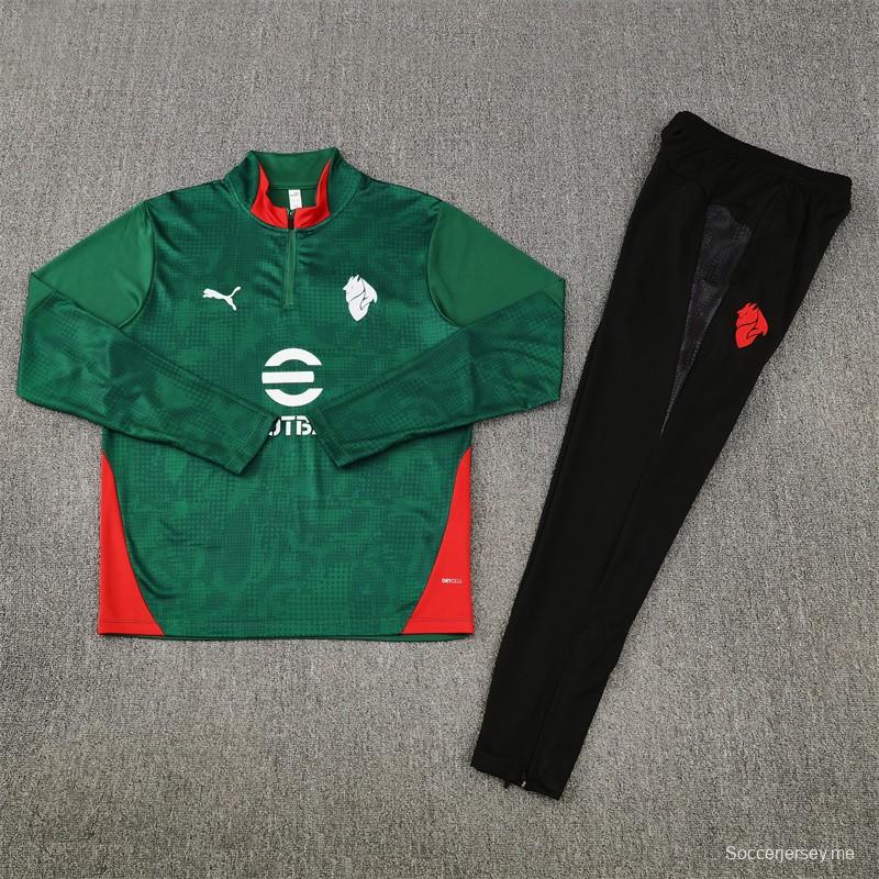 25/26 AC Milan Green Camouflage Half Zipper Jacket+Long Pants