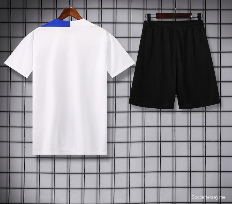 25/26 باريس سان جيرمان قميص أبيض بأكمام قصيرة + شورت أبيض