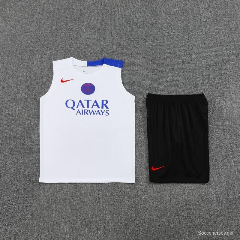 25/26 باريس سان جيرمان سترة بيضاء + قميص أبيض + شورت