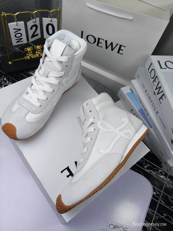 LOEWE High-Top German Training Sneakers Retro Fashion Casual White Shoes - LY00330