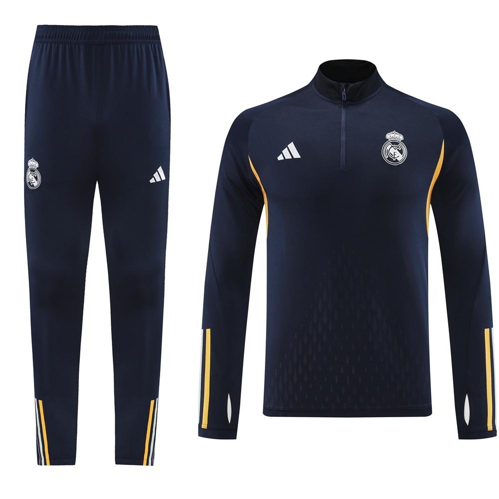 25/26 ريال مدريد جاكيت أزرق ملكي نصف سحاب أزرق + بنطلون طويل