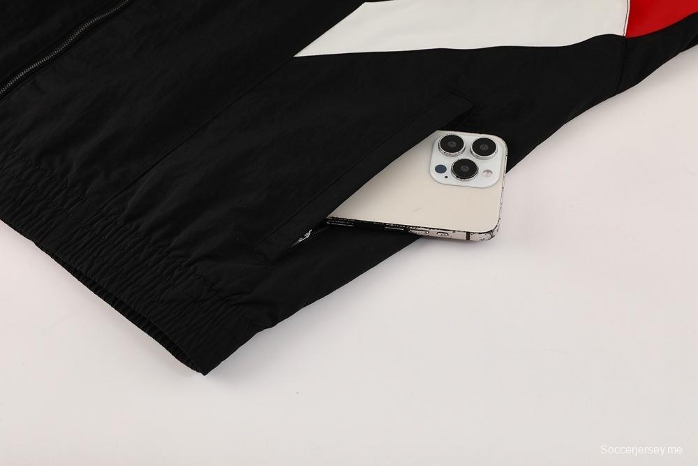 25/26 مانشستر يونايتد جاكيت أسود بنصف سحاب أسود + بنطلون طويل S-3XL